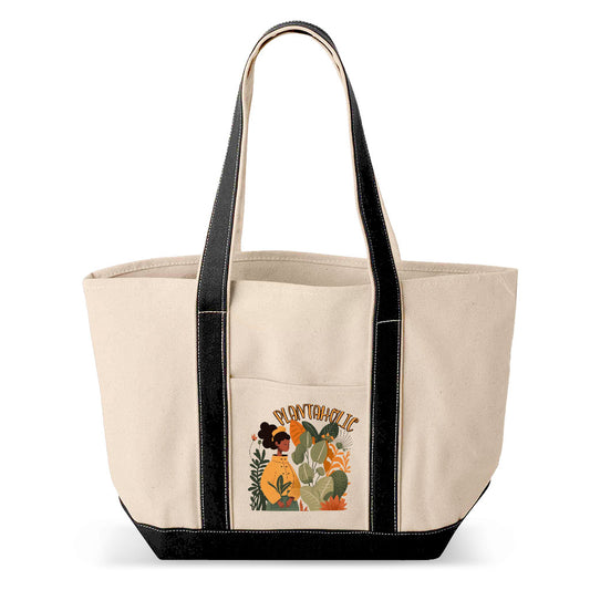 Plantaholic Classic Boat Tote Bag - Funny Shopping Bag - Unique Large Tote Bag