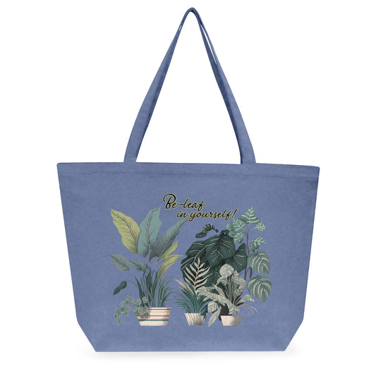 Plant Print Cotton Tote Bag - Inspirational Large Tote Bag - Cool Art Shopping Bag