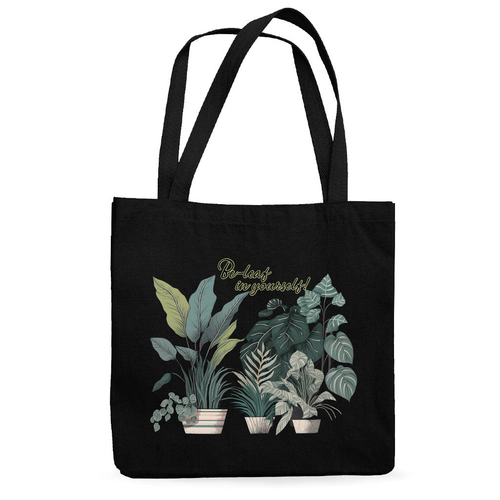 Plant Print Canvas Tote Bag - Inspirational Shopping Bag - Cool Art Cloth Bag