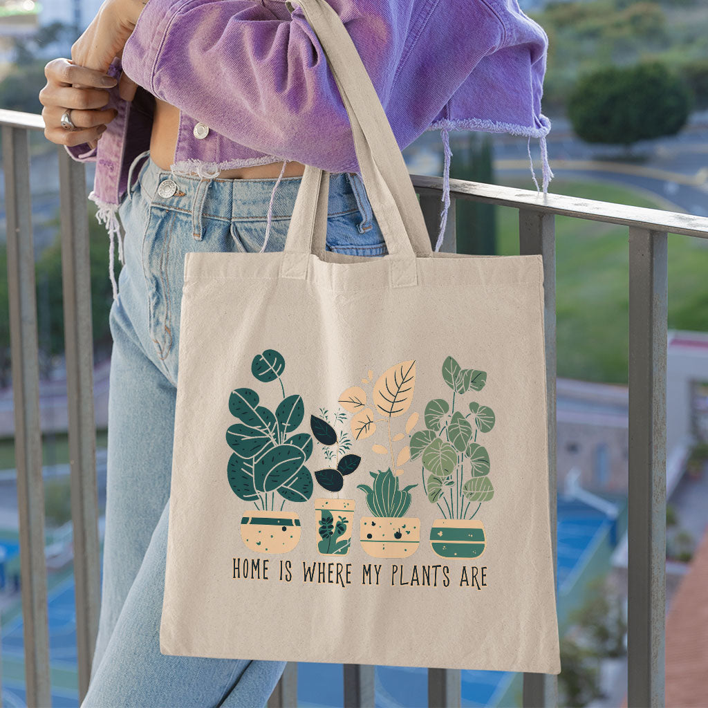 Plant Illustration Organic Tote Bag - Quote Cotton Tote Bag - Graphic Art Shopping Bag