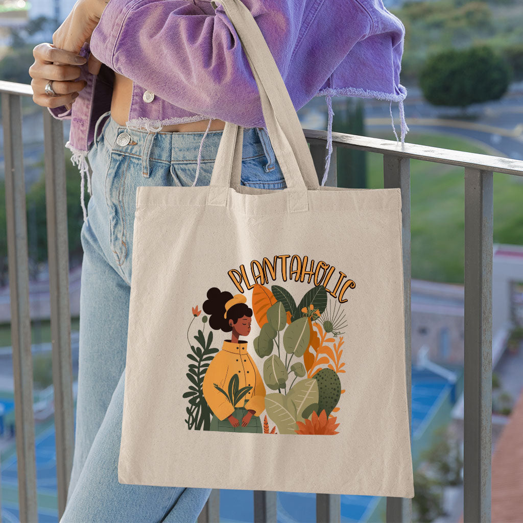 Plantaholic Organic Tote Bag - Funny Cotton Tote Bag - Unique Shopping Bag