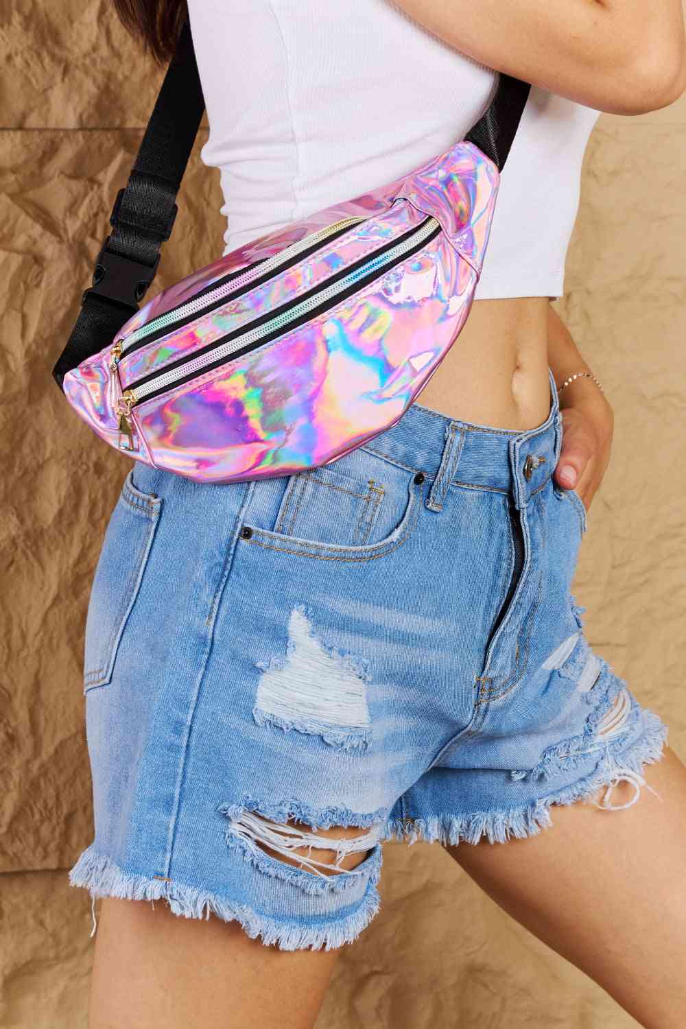 Jem Double Zipper Fanny Pack in Hot Pink