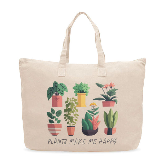 Plant Graphic Cotton Canvas Bag - Cute Art Shopping Bag - Cool Design Tote Bag