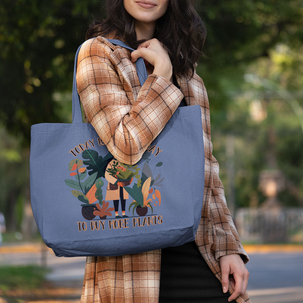 Plant Themed Cotton Tote Bag - Floral Large Tote Bag - Cool Shopping Bag