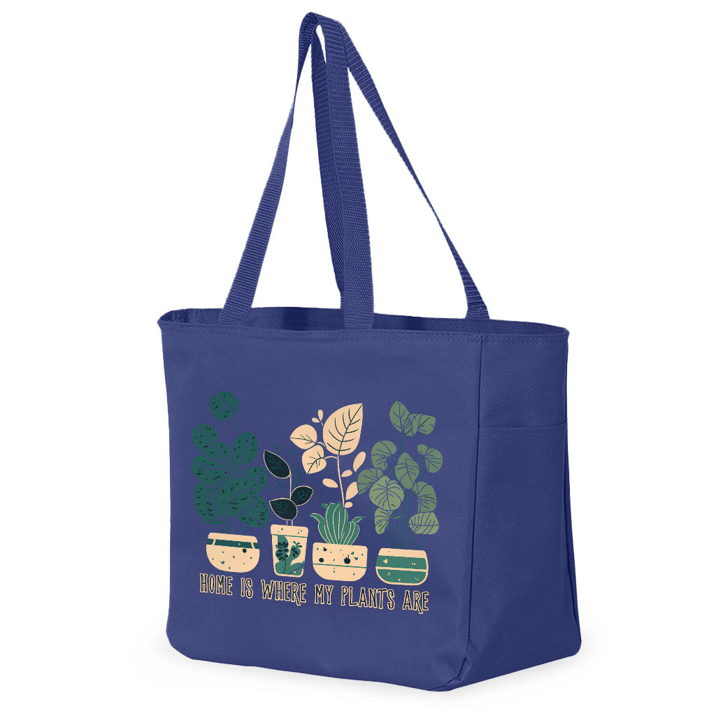 Plant Illustration Tote Bag with Pocket - Quote Shopping Bag - Graphic Art Tote Bag