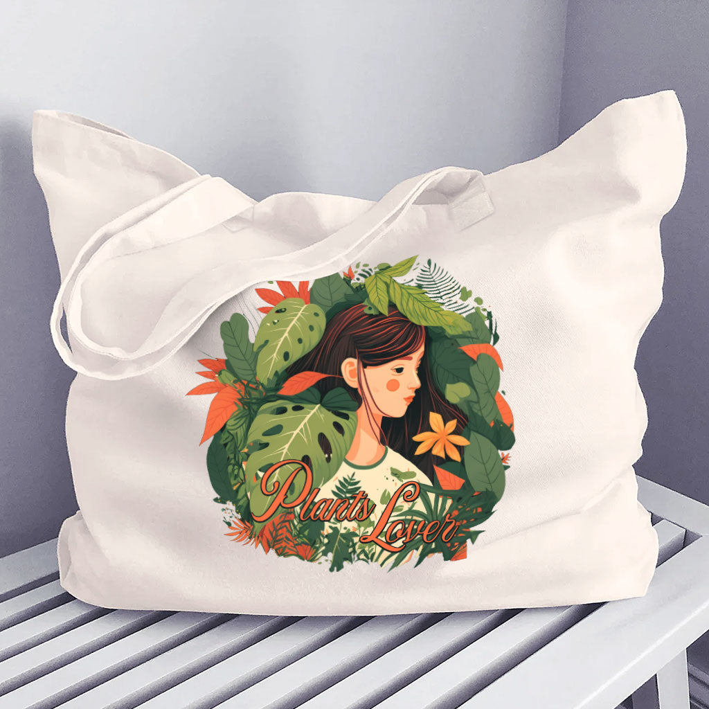 Plant Lover Cotton Canvas Bag - Botanical Shopping Bag - Themed Tote Bag