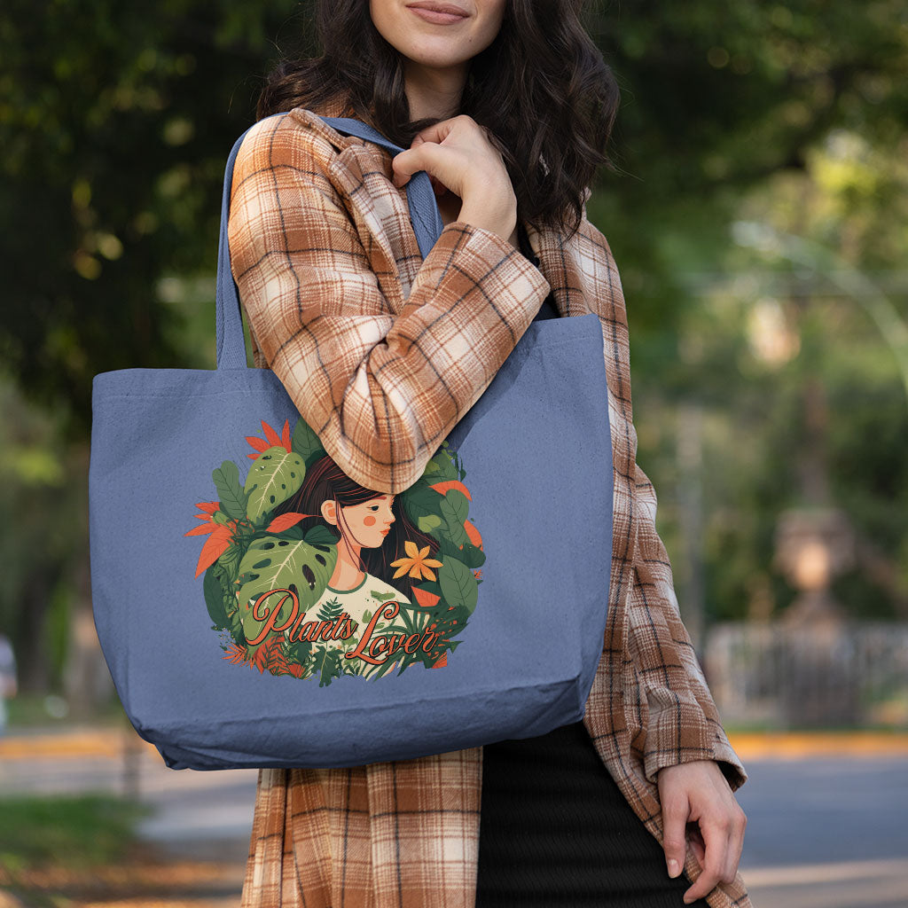 Plant Lover Cotton Tote Bag - Botanical Large Tote Bag - Themed Shopping Bag