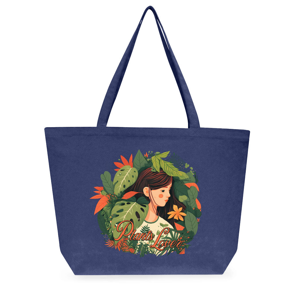 Plant Lover Cotton Tote Bag - Botanical Large Tote Bag - Themed Shopping Bag