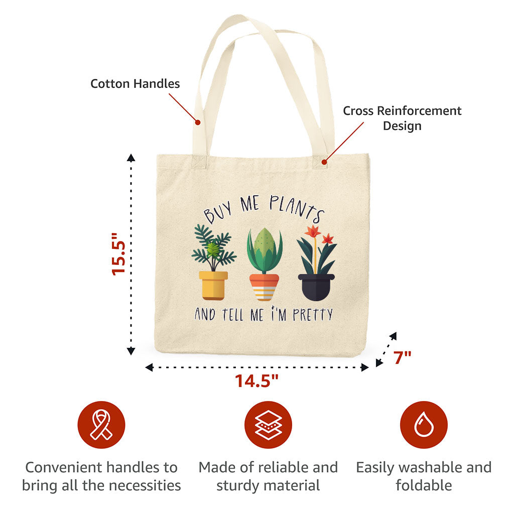 Plant Design Organic Tote Bag - Funny Quote Cotton Tote Bag - Graphic Shopping Bag