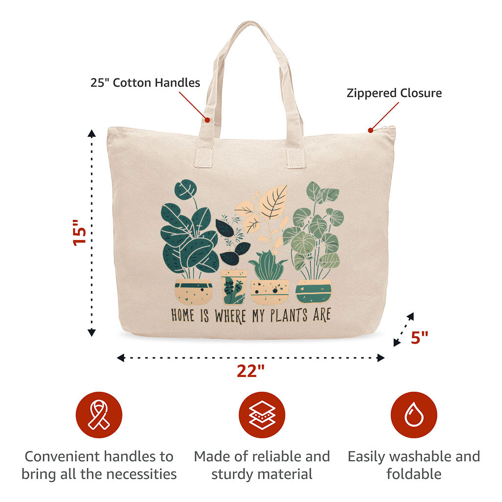 Plant Illustration Cotton Canvas Bag - Quote Shopping Bag - Graphic Art Tote Bag