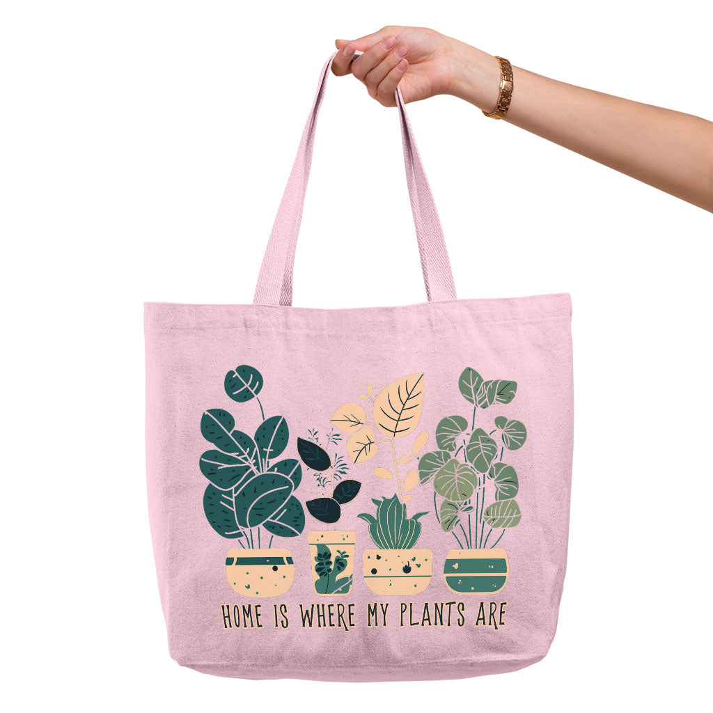 Plant Illustration Zippered Tote Bag - Quote Shopping Bag - Graphic Art Cloth Bag