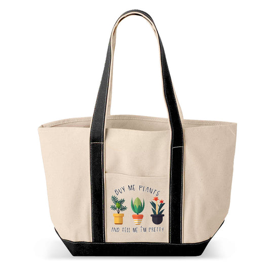 Plant Design Classic Boat Tote Bag - Funny Quote Shopping Bag - Graphic Large Tote Bag