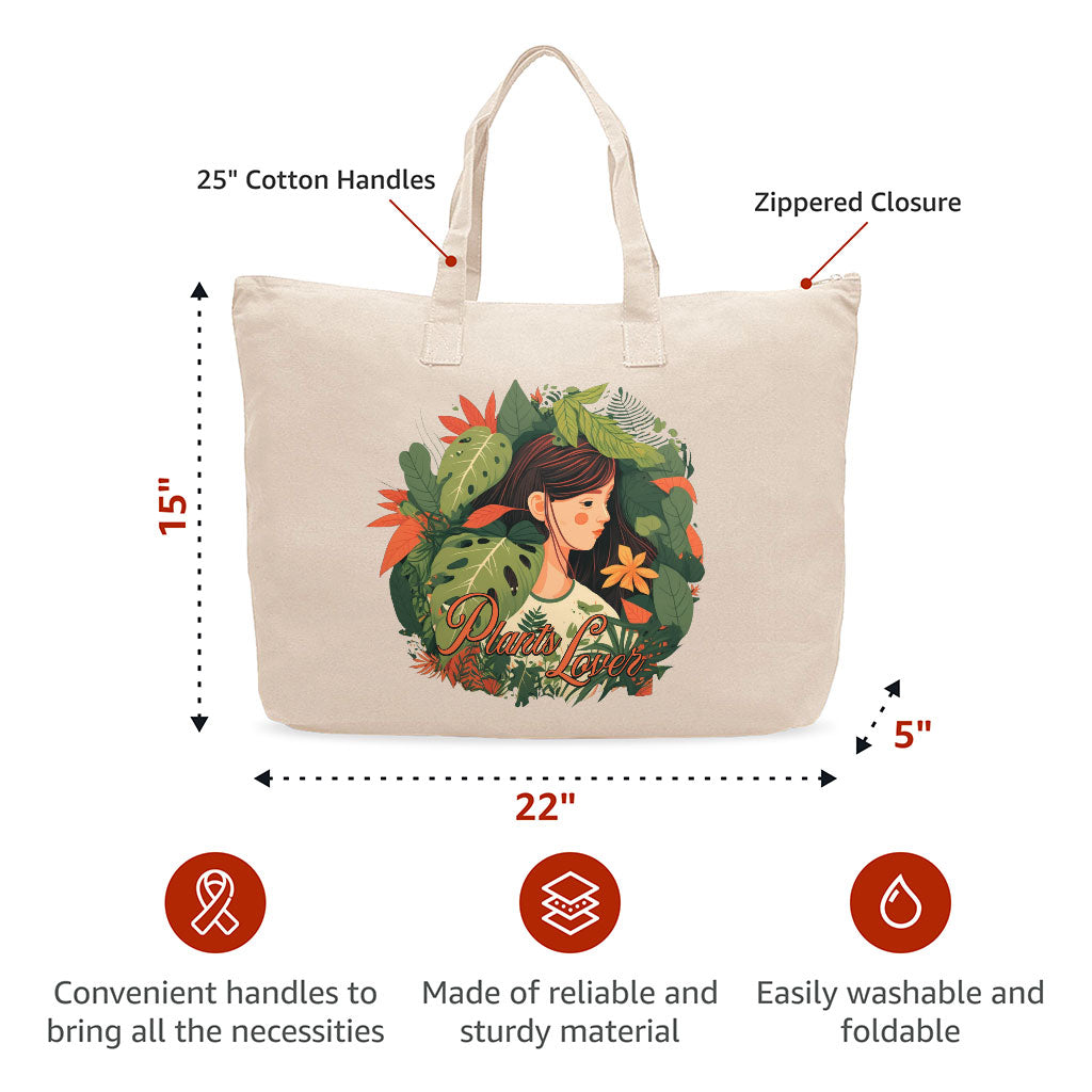 Plant Lover Cotton Canvas Bag - Botanical Shopping Bag - Themed Tote Bag