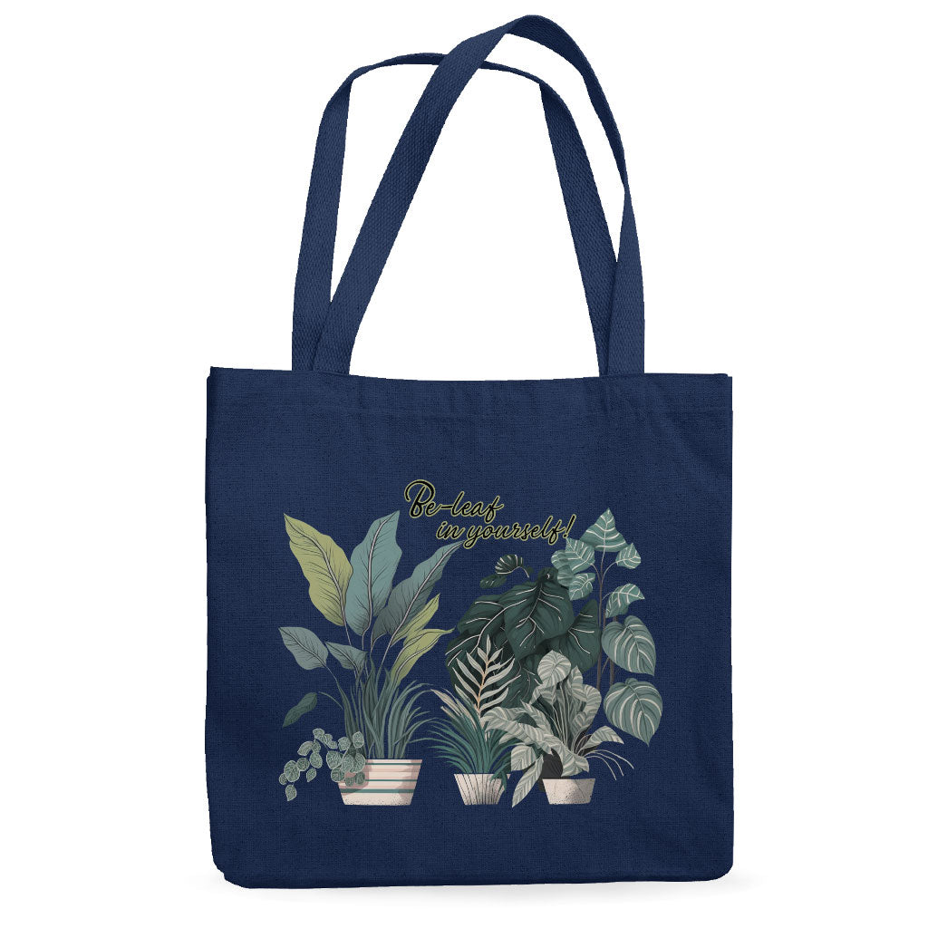 Plant Print Canvas Tote Bag - Inspirational Shopping Bag - Cool Art Cloth Bag