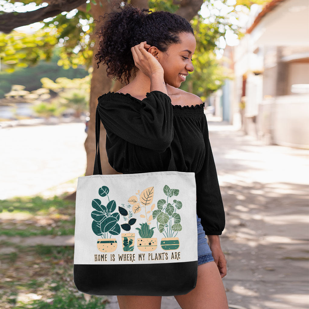 Plant Illustration Large Tote Bag - Quote Shopping Bag - Graphic Art Cloth Bag