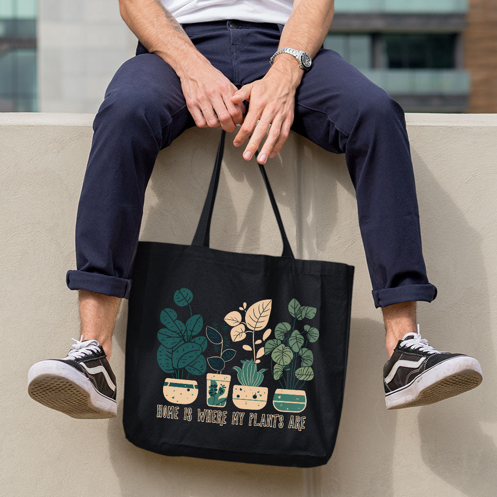 Plant Illustration Canvas Tote Bag - Quote Shopping Bag - Graphic Art Cloth Bag