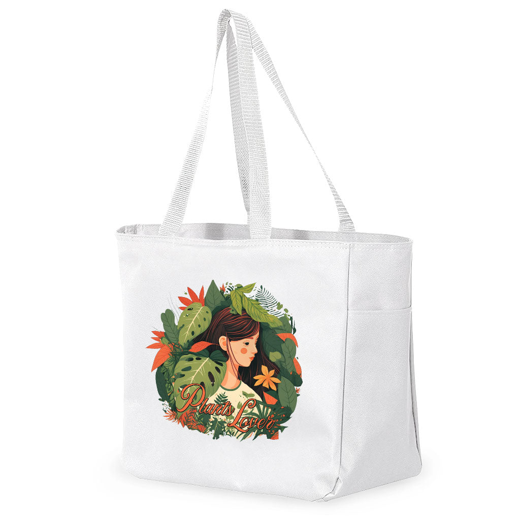 Plant Lover Tote Bag with Pocket - Botanical Shopping Bag - Themed Tote Bag